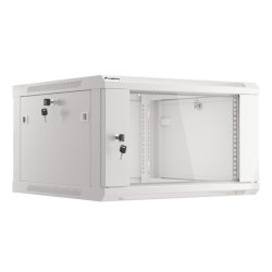 RACK CABINET 19" WALL-MOUNT 6U/600X600 (FLAT PACK) WITH GLASS DOOR GREY LANBERG V2