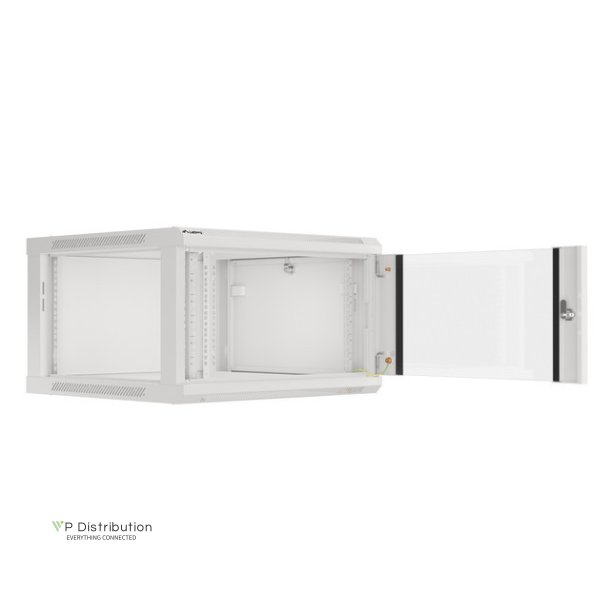RACK CABINET 19" WALL-MOUNT 6U/600X600 (FLAT PACK) WITH GLASS DOOR GREY LANBERG V2