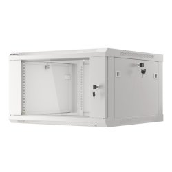 RACK CABINET 19" WALL-MOUNT 6U/600X600 (FLAT PACK) WITH GLASS DOOR GREY LANBERG V2