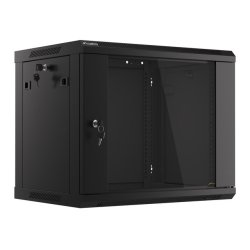RACK CABINET 19" WALL-MOUNT 9U/600X450 (FLAT PACK) WITH GLASS DOOR BLACK LANBERG V2