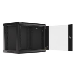 RACK CABINET 19" WALL-MOUNT 9U/600X450 (FLAT PACK) WITH GLASS DOOR BLACK LANBERG V2