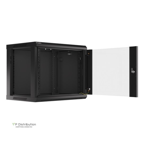 RACK CABINET 19" WALL-MOUNT 9U/600X450 (FLAT PACK) WITH GLASS DOOR BLACK LANBERG V2