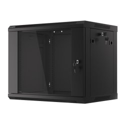 RACK CABINET 19" WALL-MOUNT 9U/600X450 (FLAT PACK) WITH GLASS DOOR BLACK LANBERG V2