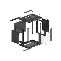 RACK CABINET 19" WALL-MOUNT 9U/600X450 (FLAT PACK) WITH GLASS DOOR BLACK LANBERG V2