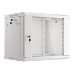RACK CABINET 19" WALL-MOUNT 9U/600X450 (FLAT PACK) WITH GLASS DOOR GREY LANBERG V2