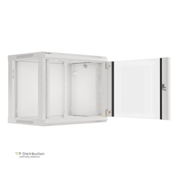 RACK CABINET 19" WALL-MOUNT 9U/600X450 (FLAT PACK) WITH GLASS DOOR GREY LANBERG V2