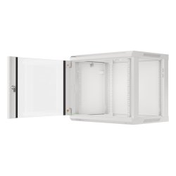 RACK CABINET 19" WALL-MOUNT 9U/600X450 (FLAT PACK) WITH GLASS DOOR GREY LANBERG V2