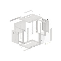 RACK CABINET 19" WALL-MOUNT 9U/600X450 (FLAT PACK) WITH GLASS DOOR GREY LANBERG V2