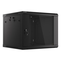 RACK CABINET 19" WALL-MOUNT 9U/600X600 (FLAT PACK) WITH GLASS DOOR BLACK LANBERG V2