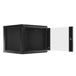 RACK CABINET 19" WALL-MOUNT 9U/600X600 (FLAT PACK) WITH GLASS DOOR BLACK LANBERG V2