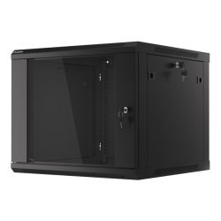 RACK CABINET 19" WALL-MOUNT 9U/600X600 (FLAT PACK) WITH GLASS DOOR BLACK LANBERG V2