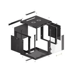 RACK CABINET 19" WALL-MOUNT 9U/600X600 (FLAT PACK) WITH GLASS DOOR BLACK LANBERG V2