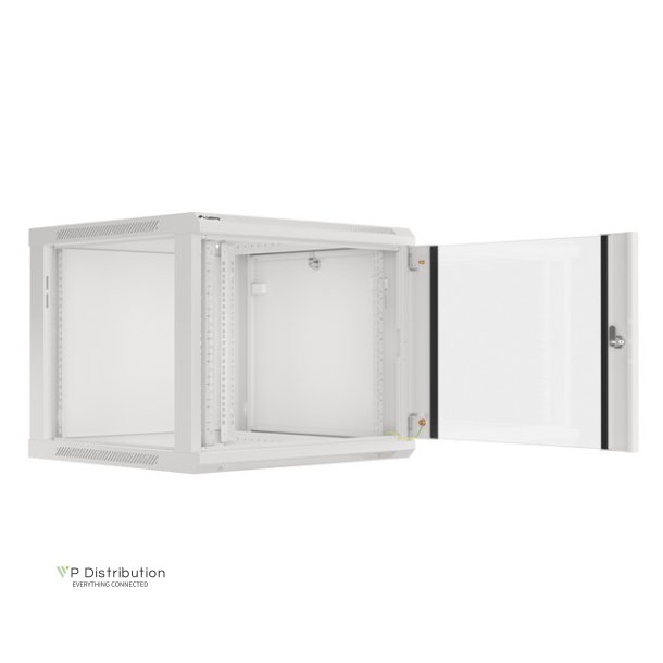 RACK CABINET 19" WALL-MOUNT 9U/600X600 (FLAT PACK) WITH GLASS DOOR GREY LANBERG V2