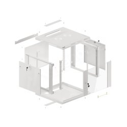 RACK CABINET 19" WALL-MOUNT 9U/600X600 (FLAT PACK) WITH GLASS DOOR GREY LANBERG V2