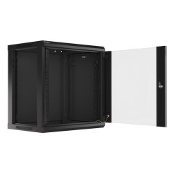 RACK CABINET 19" WALL-MOUNT 12U/600X450 (FLAT PACK) WITH GLASS DOOR BLACK LANBERG V2