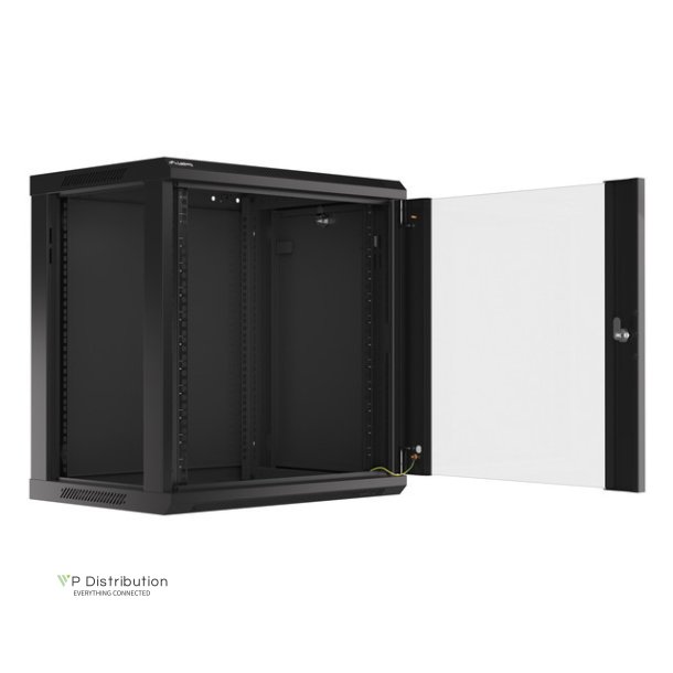 RACK CABINET 19" WALL-MOUNT 12U/600X450 (FLAT PACK) WITH GLASS DOOR BLACK LANBERG V2
