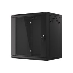 RACK CABINET 19" WALL-MOUNT 12U/600X450 (FLAT PACK) WITH GLASS DOOR BLACK LANBERG V2