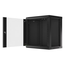 RACK CABINET 19" WALL-MOUNT 12U/600X450 (FLAT PACK) WITH GLASS DOOR BLACK LANBERG V2