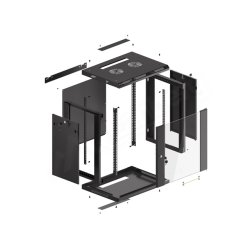 RACK CABINET 19" WALL-MOUNT 12U/600X450 (FLAT PACK) WITH GLASS DOOR BLACK LANBERG V2
