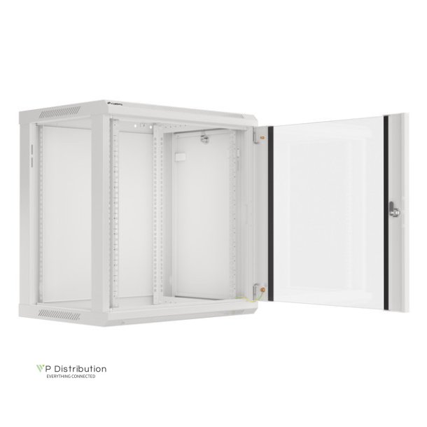 RACK CABINET 19" WALL-MOUNT 12U/600X450 (FLAT PACK) WITH GLASS DOOR GREY LANBERG V2