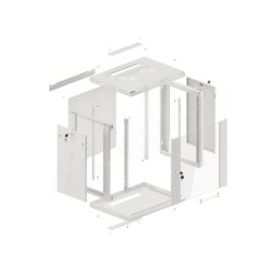 RACK CABINET 19" WALL-MOUNT 12U/600X450 (FLAT PACK) WITH GLASS DOOR GREY LANBERG V2