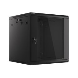 RACK CABINET 19" WALL-MOUNT 12U/600X600 (FLAT PACK) WITH GLASS DOOR BLACK LANBERG V2