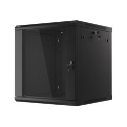 RACK CABINET 19" WALL-MOUNT 12U/600X600 (FLAT PACK) WITH GLASS DOOR BLACK LANBERG V2