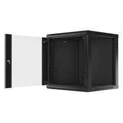 RACK CABINET 19" WALL-MOUNT 12U/600X600 (FLAT PACK) WITH GLASS DOOR BLACK LANBERG V2