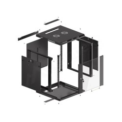 RACK CABINET 19" WALL-MOUNT 12U/600X600 (FLAT PACK) WITH GLASS DOOR BLACK LANBERG V2