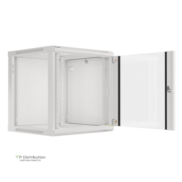 RACK CABINET 19" WALL-MOUNT 12U/600X600 (FLAT PACK) WITH GLASS DOOR GREY LANBERG V2