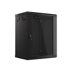 RACK CABINET 19" WALL-MOUNT 15U/600X450 (FLAT PACK) WITH GLASS DOOR BLACK LANBERG V2