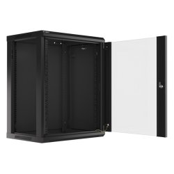 RACK CABINET 19" WALL-MOUNT 15U/600X450 (FLAT PACK) WITH GLASS DOOR BLACK LANBERG V2
