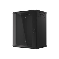 RACK CABINET 19" WALL-MOUNT 15U/600X450 (FLAT PACK) WITH GLASS DOOR BLACK LANBERG V2