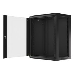 RACK CABINET 19" WALL-MOUNT 15U/600X450 (FLAT PACK) WITH GLASS DOOR BLACK LANBERG V2