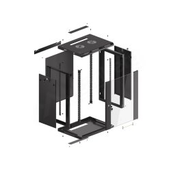 RACK CABINET 19" WALL-MOUNT 15U/600X450 (FLAT PACK) WITH GLASS DOOR BLACK LANBERG V2