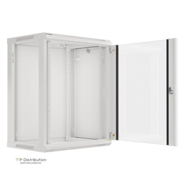 RACK CABINET 19" WALL-MOUNT 15U/600X450 (FLAT PACK) WITH GLASS DOOR GREY LANBERG V2