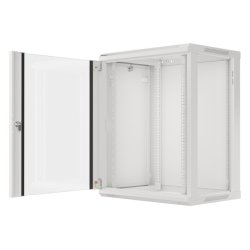 RACK CABINET 19" WALL-MOUNT 15U/600X450 (FLAT PACK) WITH GLASS DOOR GREY LANBERG V2