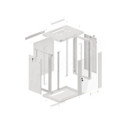 RACK CABINET 19" WALL-MOUNT 15U/600X450 (FLAT PACK) WITH GLASS DOOR GREY LANBERG V2