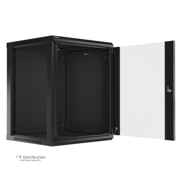 RACK CABINET 19" WALL-MOUNT 15U/600X600 (FLAT PACK) WITH GLASS DOOR BLACK LANBERG V2