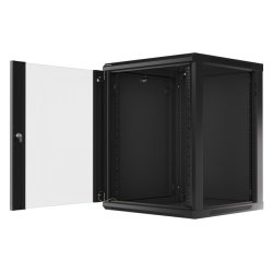 RACK CABINET 19" WALL-MOUNT 15U/600X600 (FLAT PACK) WITH GLASS DOOR BLACK LANBERG V2