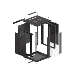 RACK CABINET 19" WALL-MOUNT 15U/600X600 (FLAT PACK) WITH GLASS DOOR BLACK LANBERG V2