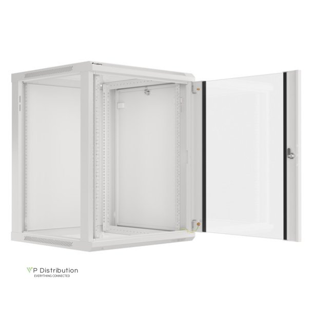 RACK CABINET 19" WALL-MOUNT 15U/600X600 (FLAT PACK) WITH GLASS DOOR GREY LANBERG V2