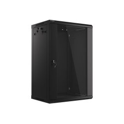 RACK CABINET 19" WALL-MOUNT 18U/600X450 (FLAT PACK) WITH GLASS DOOR BLACK LANBERG V2