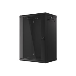 RACK CABINET 19" WALL-MOUNT 18U/600X450 (FLAT PACK) WITH GLASS DOOR BLACK LANBERG V2