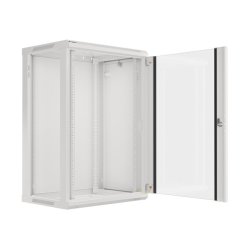 RACK CABINET 19" WALL-MOUNT 18U/600X450 (FLAT PACK) WITH GLASS DOOR GREY LANBERG V2