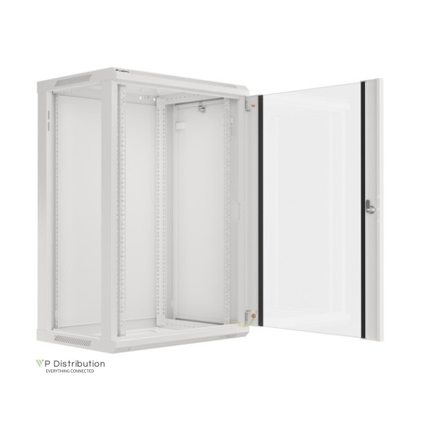 RACK CABINET 19" WALL-MOUNT 18U/600X450 (FLAT PACK) WITH GLASS DOOR GREY LANBERG V2