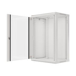 RACK CABINET 19" WALL-MOUNT 18U/600X450 (FLAT PACK) WITH GLASS DOOR GREY LANBERG V2