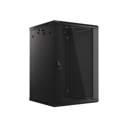 RACK CABINET 19" WALL-MOUNT 18U/600X600 (FLAT PACK) WITH GLASS DOOR BLACK LANBERG V2
