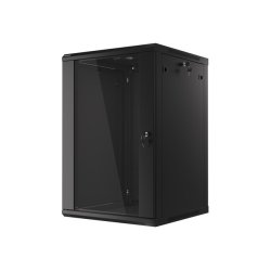 RACK CABINET 19" WALL-MOUNT 18U/600X600 (FLAT PACK) WITH GLASS DOOR BLACK LANBERG V2