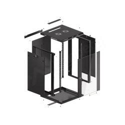 RACK CABINET 19" WALL-MOUNT 18U/600X600 (FLAT PACK) WITH GLASS DOOR BLACK LANBERG V2